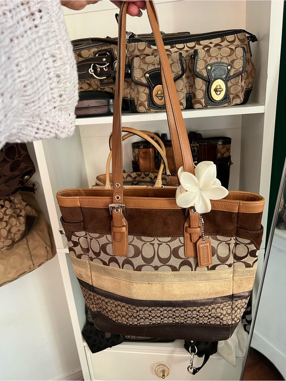 Y2K ICONIC Coach Signature Stripe Patchwork Tote - Picture 13 of 16
